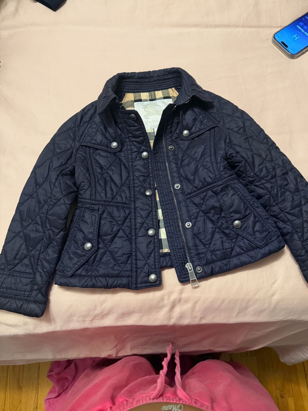 Burberry Navy Quilted Kids Puffer Jacket